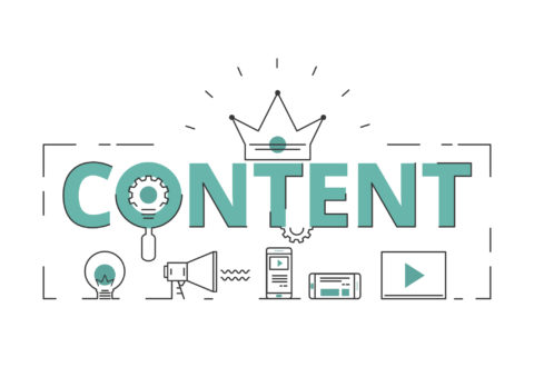 Flat line design word content concept of content digital marketing